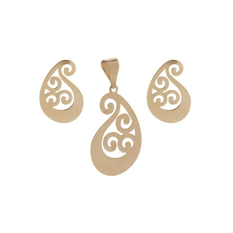 نیم ست طلا 18 عیار زنانه مدل بته جقه کد GH6325 — تصویر 2 از 5