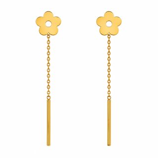 گوشواره بخیه‌ای طلا 18 عیار دخترانه نیکان گلد مدل NK223 — تصویر 1 از 2