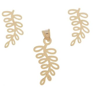 نیم ست طلا 18 عیار زنانه قیراط طرح برگ کد GH4414 — تصویر 2 از 3