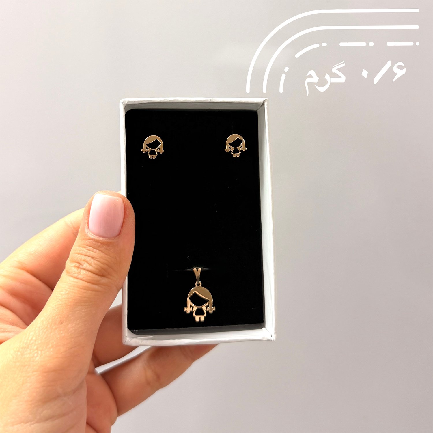 نیم‌ست طلا 18 عیار دخترانه نیکان گلد مدل دختر — تصویر 2 از 3
