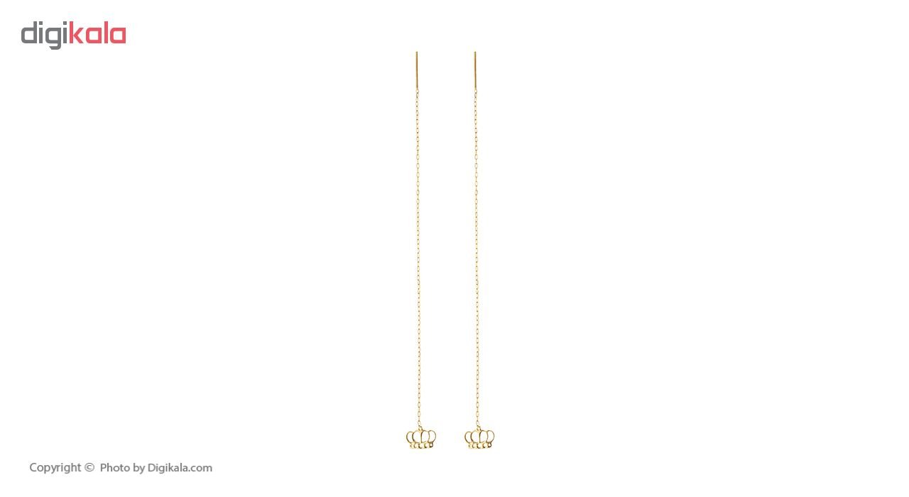 گوشواره طلا 18 عیار زنانه طرح تاج کد EL-005 — تصویر 2 از 5