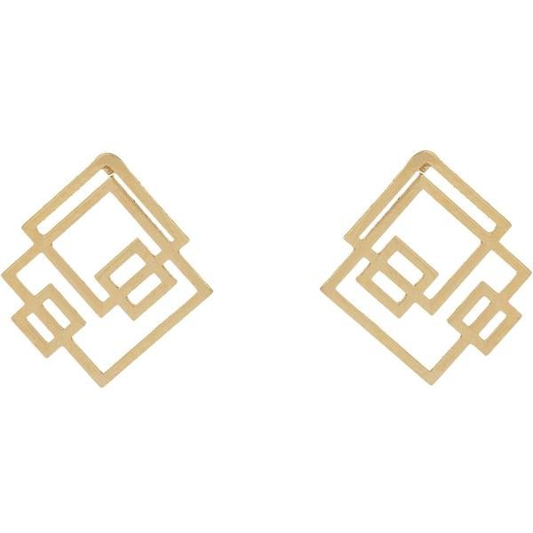 گوشواره میخی طلا 18 عیار زنانه نیکان گلد مدل مربعی 68 — تصویر 1 از 3