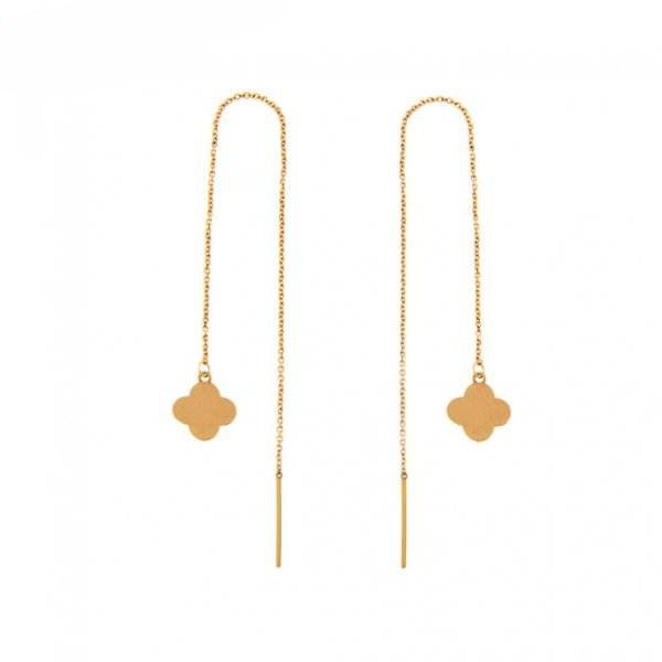 گوشواره طلا 18 عیار زنانه قیراط طرح ونکلیف کد GH4644 — تصویر 2 از 3