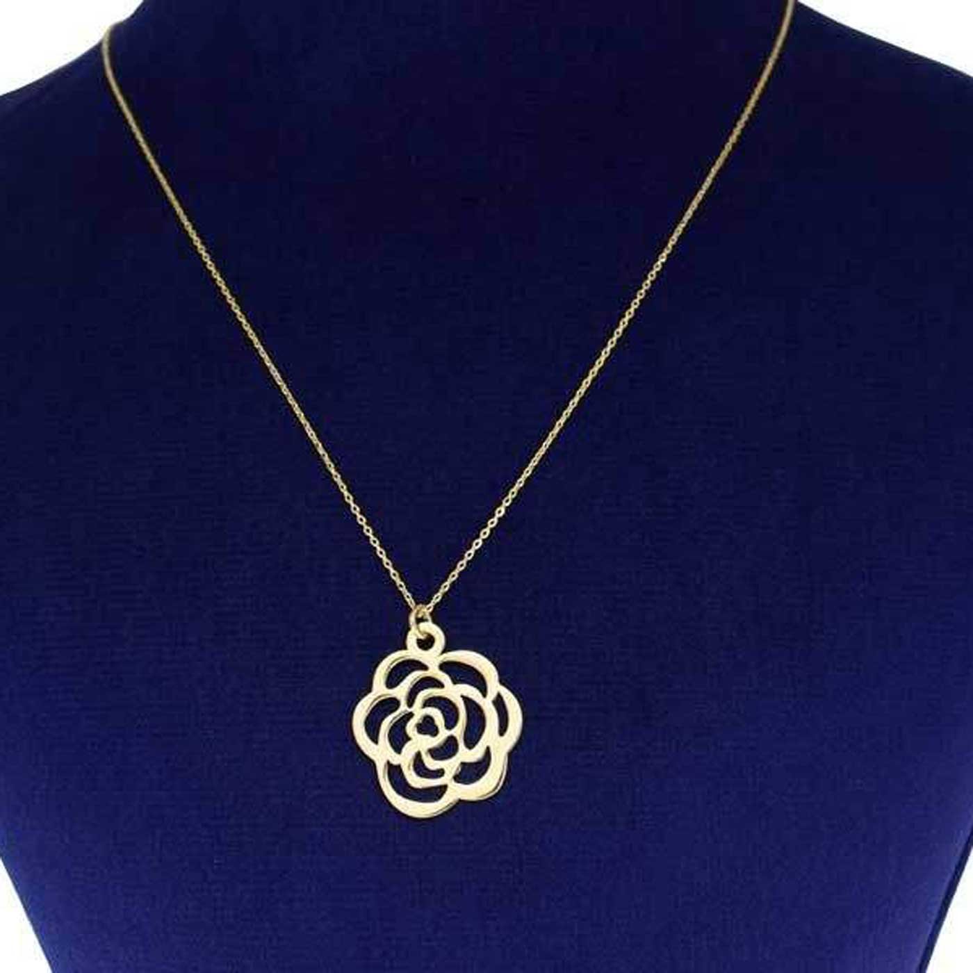 گردنبند طلا 18 عیار زنانه با زنجیر حلقه‌ای (فلامینگو) نیکان گلد مدل گل رز — تصویر 2 از 6
