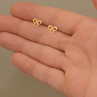 گوشواره میخی طلا 18 عیار زنانه نیکان گلد مدل پروانه کد NK207 — تصویر 4 از 4