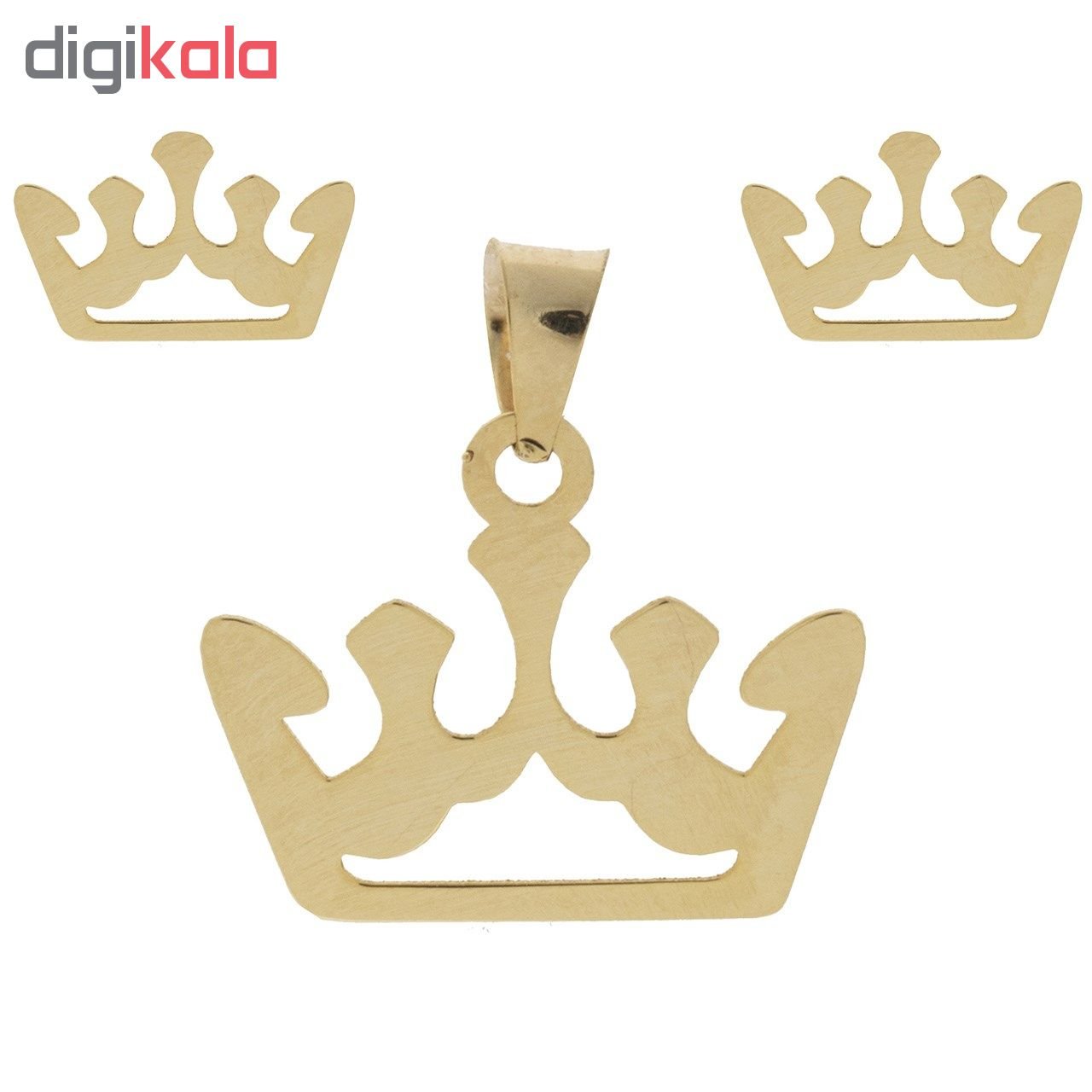 نیم ست طلا 18 عیار زنانه طرح تاج کد SG567 — تصویر 2 از 7