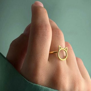 انگشتر طلا 18 عیار دخترانه نیکان گلد مدل گربه — تصویر 4 از 4
