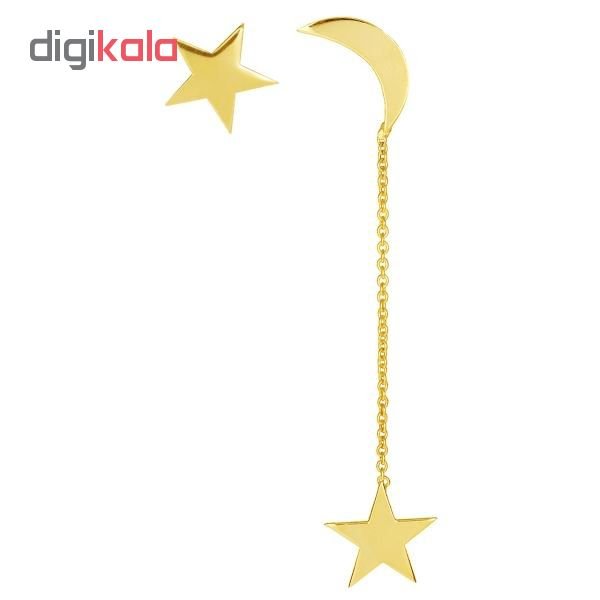 گوشواره طلا 18 عیار طرح ماه و ستاره کد UN078 — تصویر 2 از 5