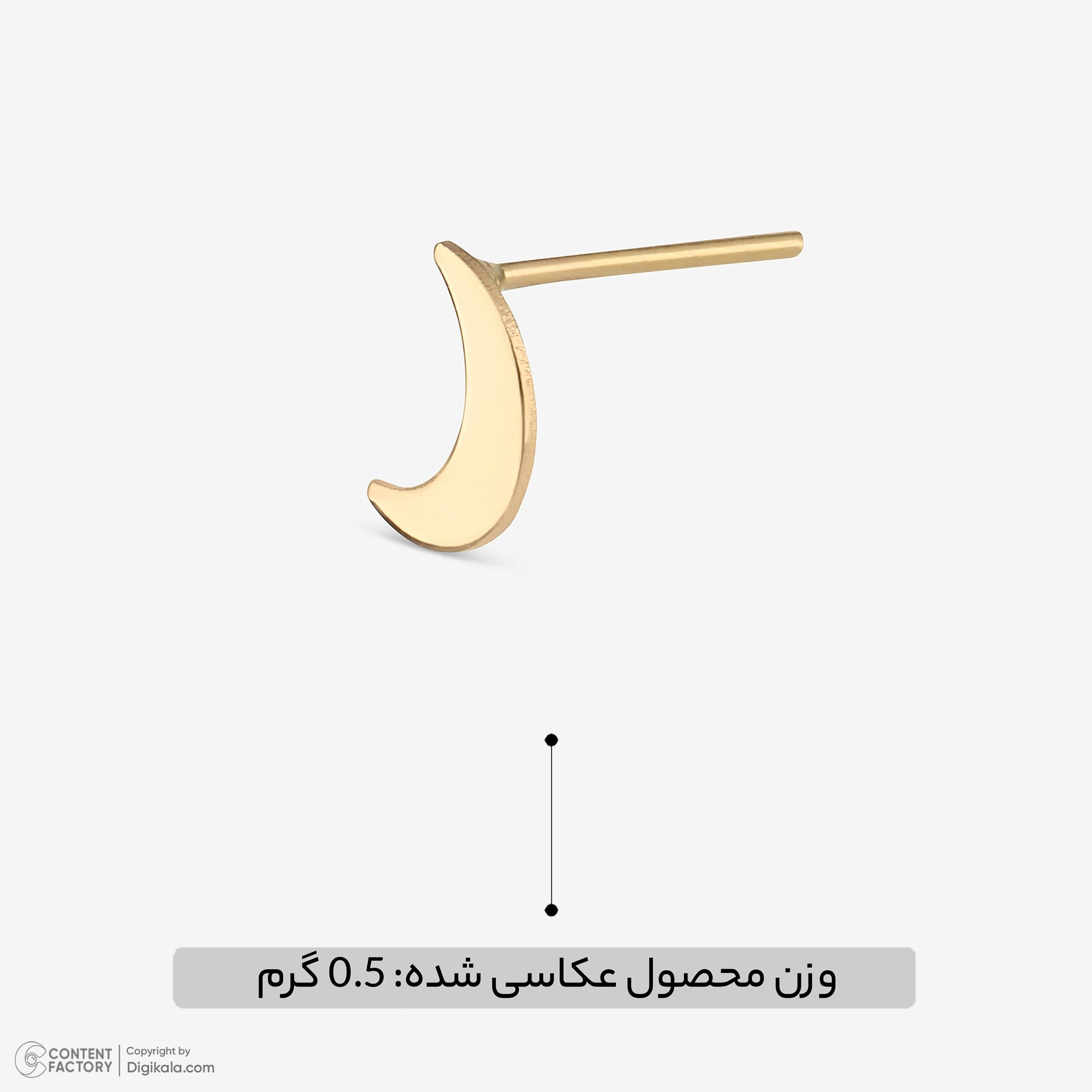 گوشواره میخی طلا 18 عیار زنانه نیکان گلد مدل ماه ۶۷ — تصویر 3 از 5