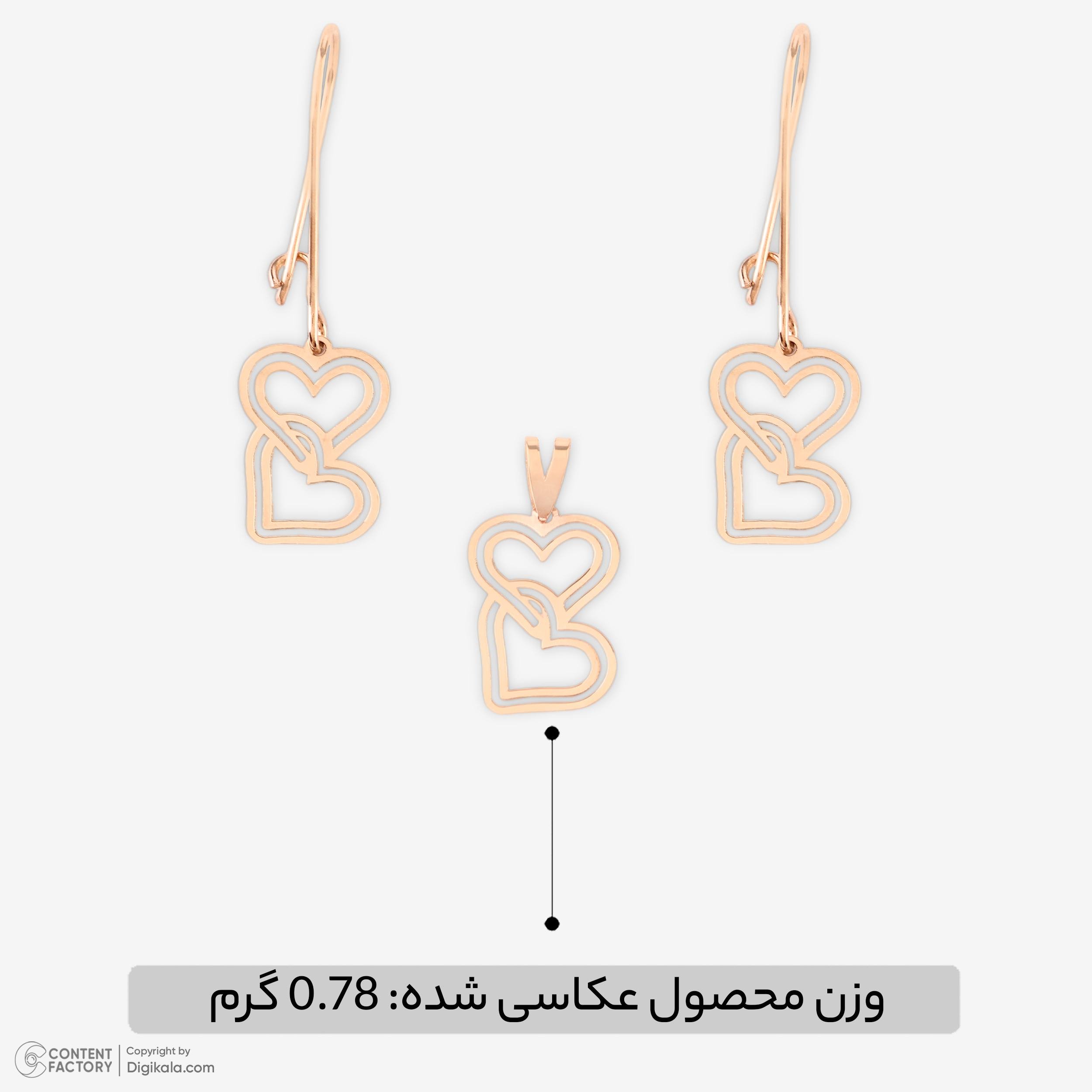 نیم ست طلا 18 عیار زنانه نیکان گلد مدل قلب — تصویر 4 از 6