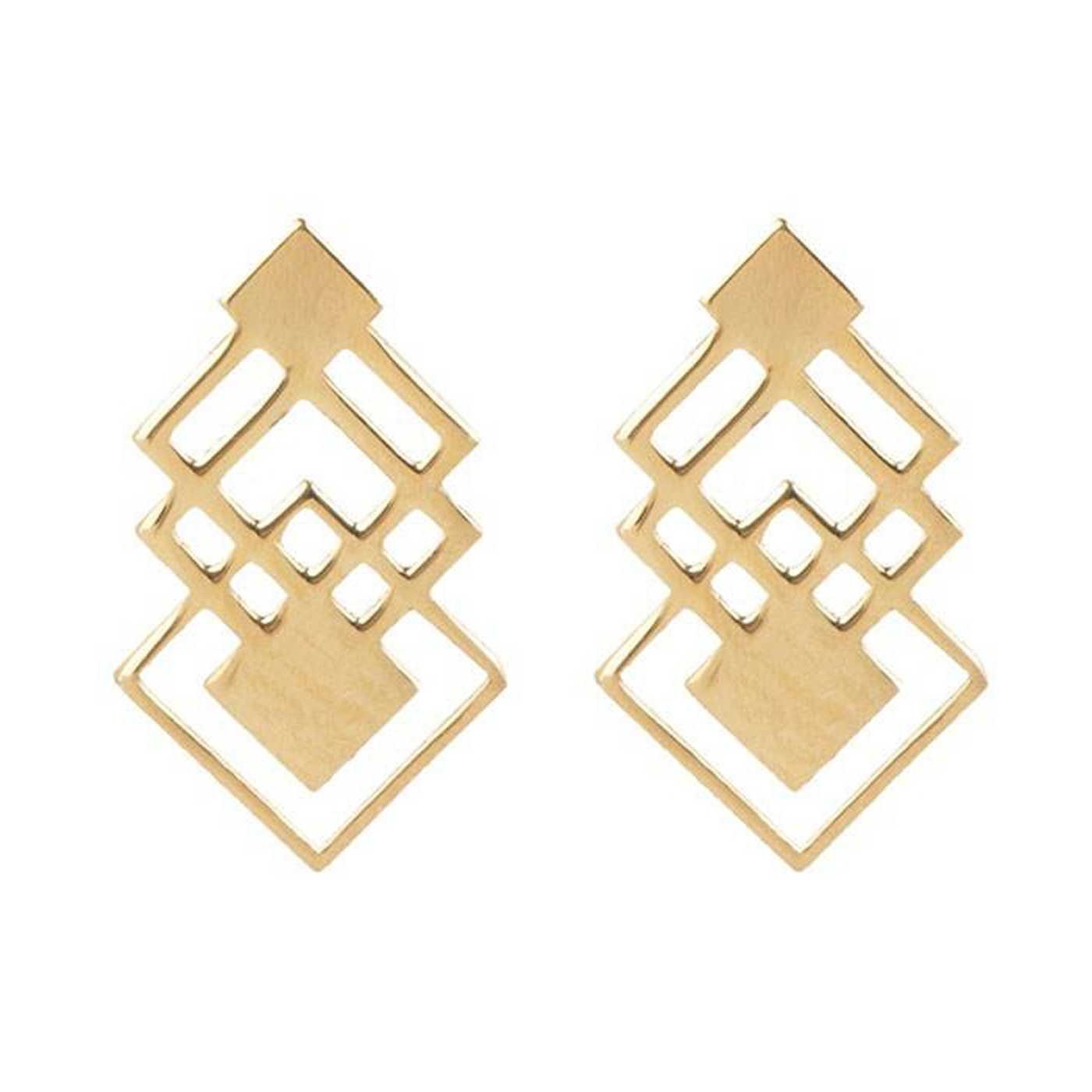 گوشواره میخی طلا 18 عیار زنانه نیکان گلد مدل لوزی — تصویر 1 از 6
