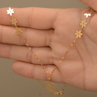 گردنبند طلا 18 عیار زنانه با زنجیر حلقه‌ای (فلامینگو) نیکان گلد مدل گل — تصویر 3 از 3