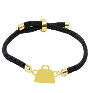 دستبند طلا عیار 18 زنانه مدل آسانسوری پلاک دار طرح ساک دستی — تصویر 2 از 2