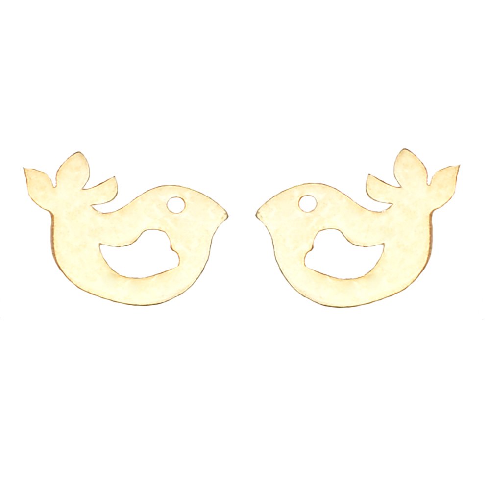 گوشواره میخی طلا 18 عیار دخترانه نیکان گلد مدل بلبل — تصویر 2 از 3