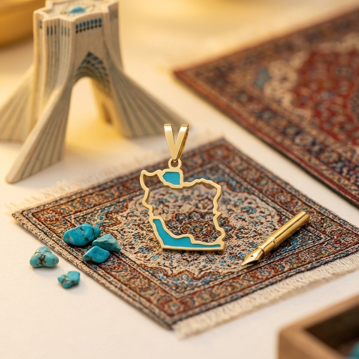 آویز گردنبند طلا 18 عیار مردانه نیکان گلد طرح ایران — تصویر 7 از 8