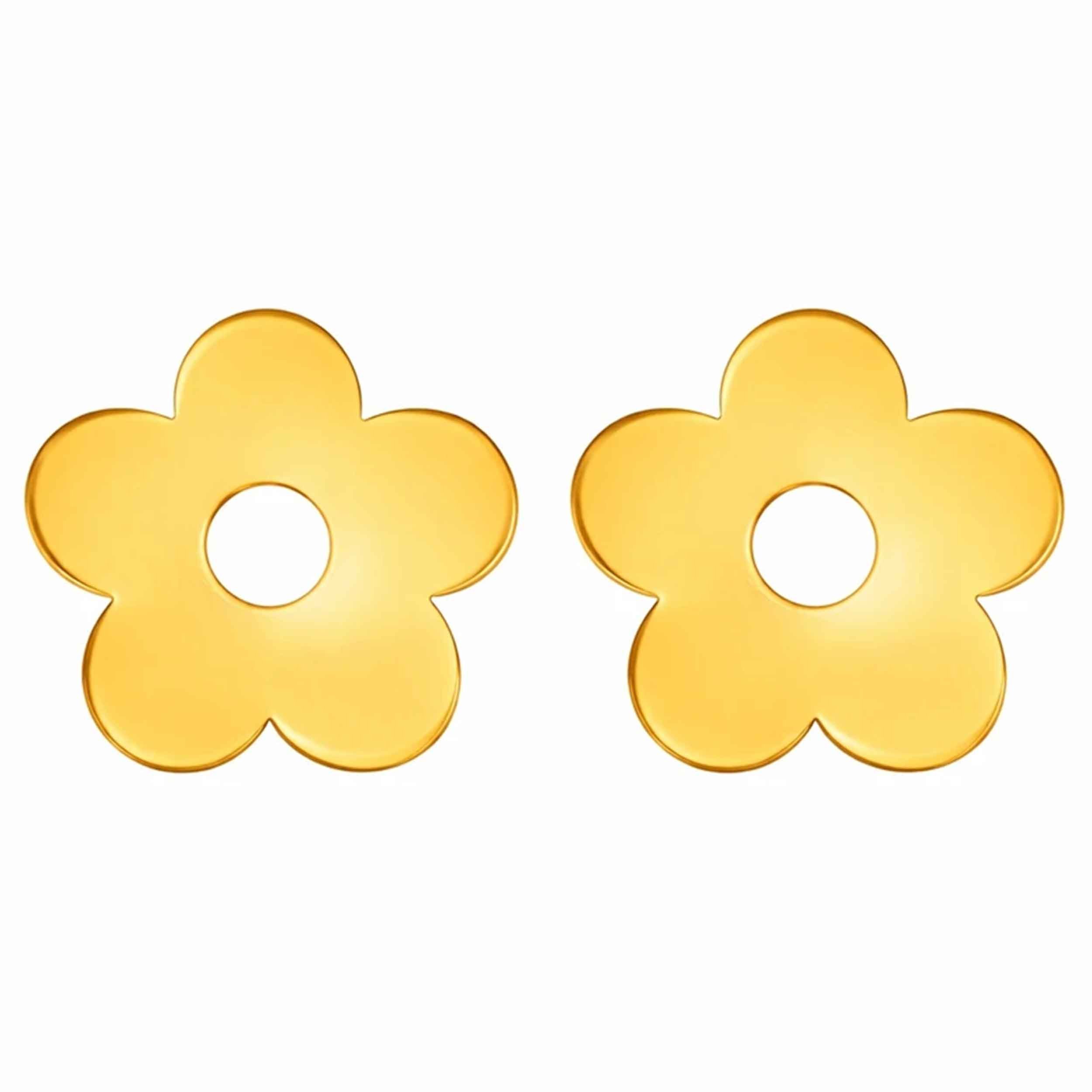 گوشواره میخی طلا 18 عیار دخترانه نیکان گلد مدل گل — تصویر 1 از 2