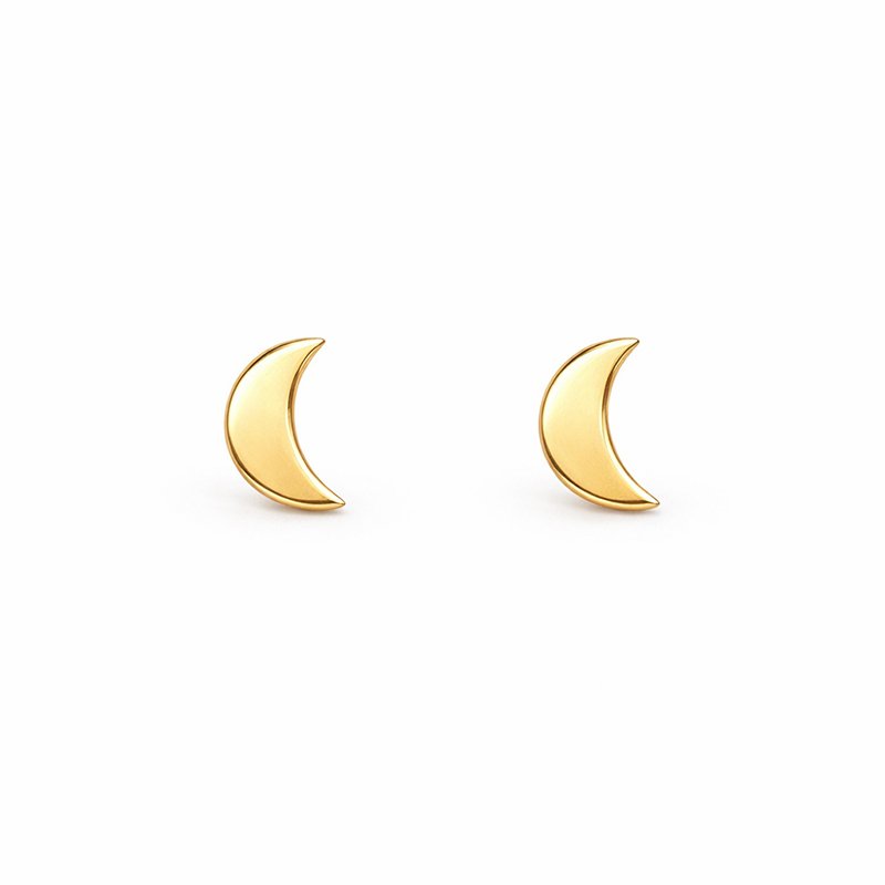 گوشواره میخی طلا 18 عیار دخترانه نیکان گلد مدل هلال ماه — تصویر 1 از 2