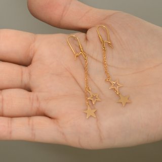 گوشواره عصایی طلا 18 عیار زنانه نیکان گلد مدل ستاره — تصویر 3 از 3