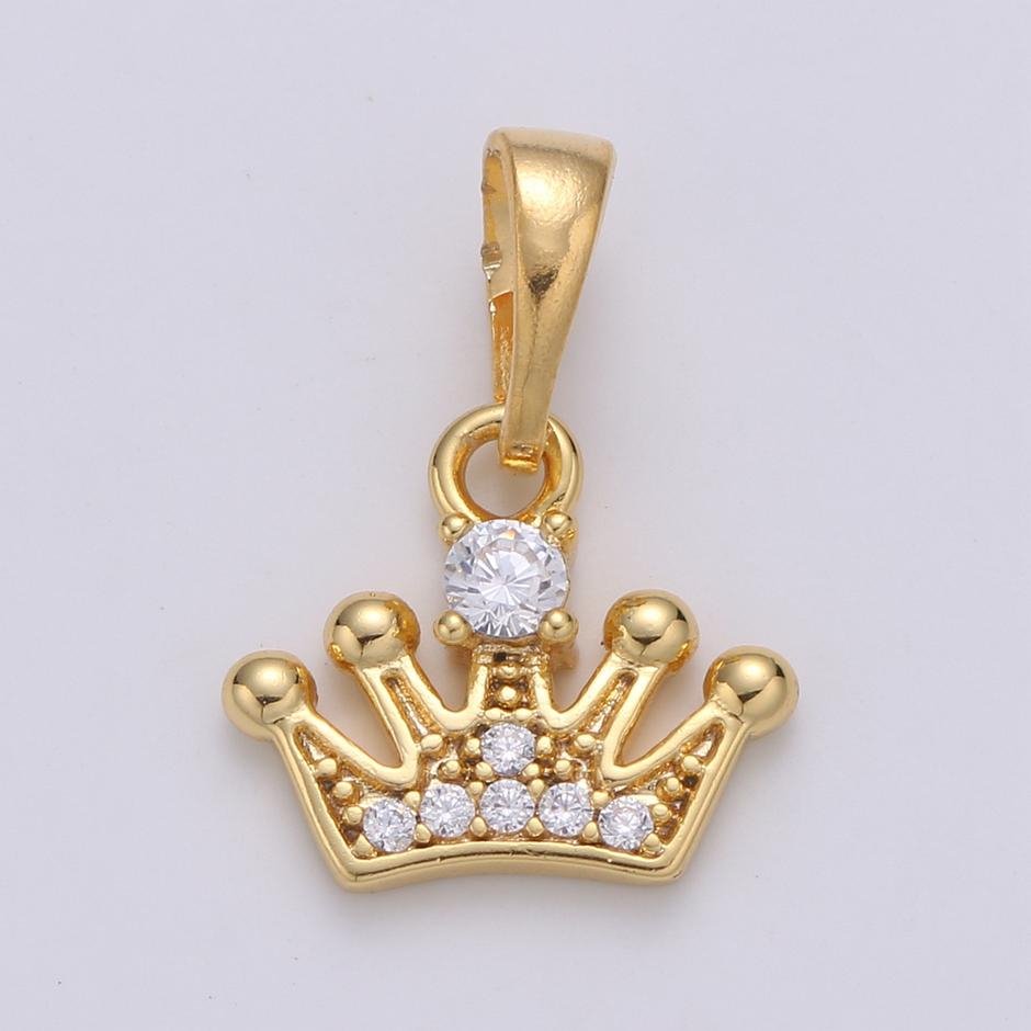 آویز گردنبند طلا 18 عیار زنانه قیراط طرح تاج کد GH2713 — تصویر 1 از 3