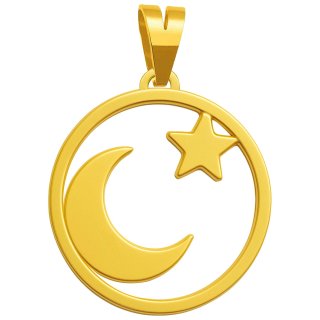 آویز گردنبند طلا 18 عیار زنانه نیکان گلد طرح ماه و ستاره — تصویر 1 از 2