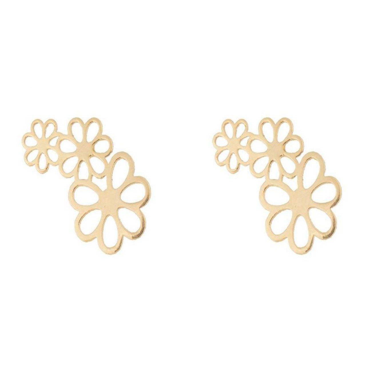 گوشواره طلا 18 عیار زنانه قیراط طرح گل کد GH3891 — تصویر 2 از 4