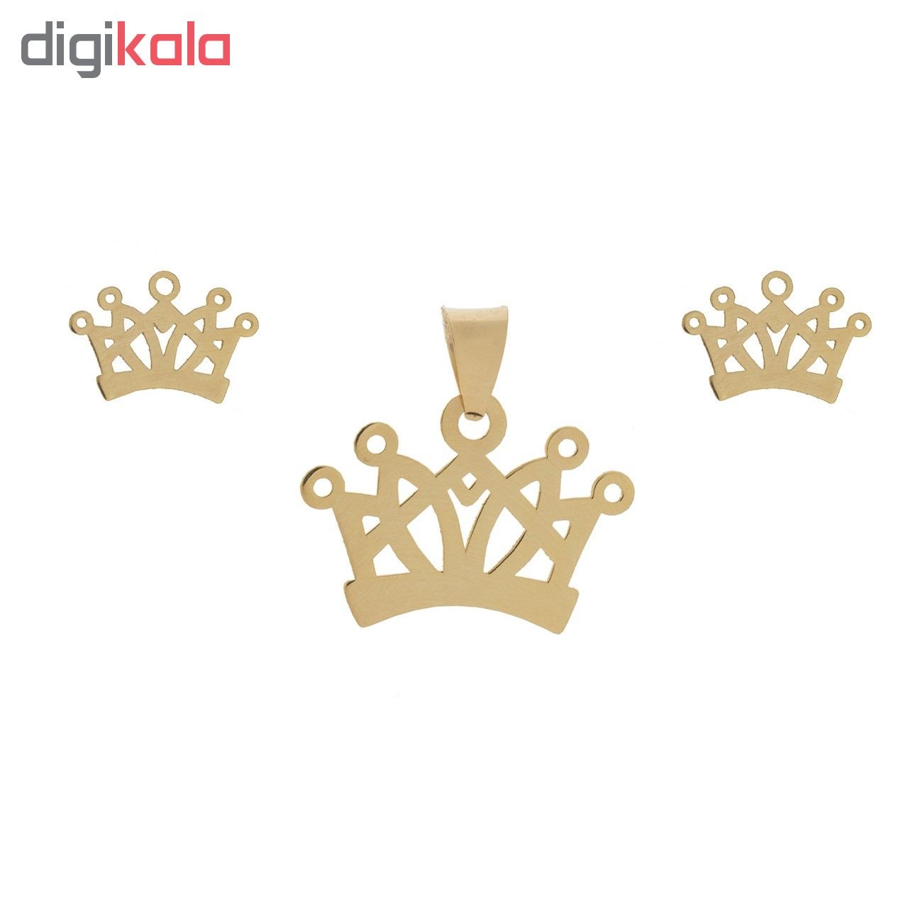 نیم ست طلا 18 عیار زنانه طرح تاج کد SG565 — تصویر 2 از 7