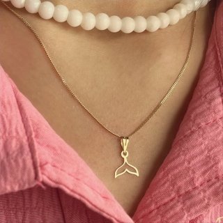 آویز گردنبند طلا 18 عیار زنانه نیکان گلد طرح دم وال — تصویر 3 از 3