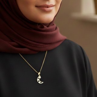 آویز گردنبند طلا 18 عیار زنانه نیکان گلد طرح ماه و ستاره — تصویر 4 از 4