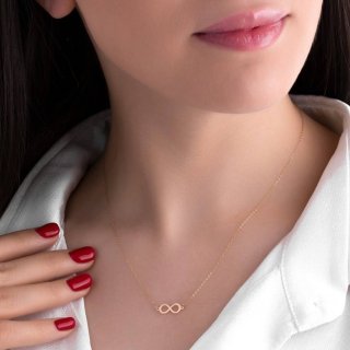 گردنبند طلا 18 عیار زنانه مدل بی نهایت — تصویر 2 از 2