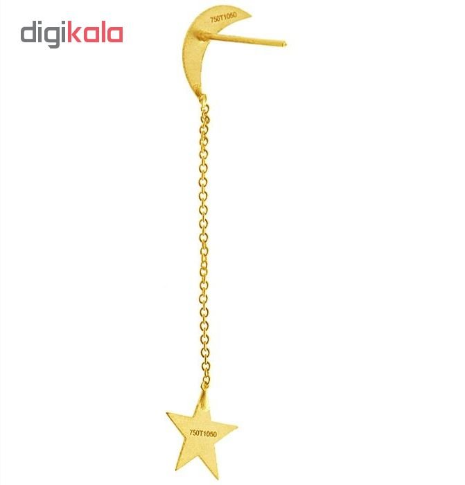 گوشواره طلا 18 عیار طرح ماه و ستاره کد UN078 — تصویر 3 از 5