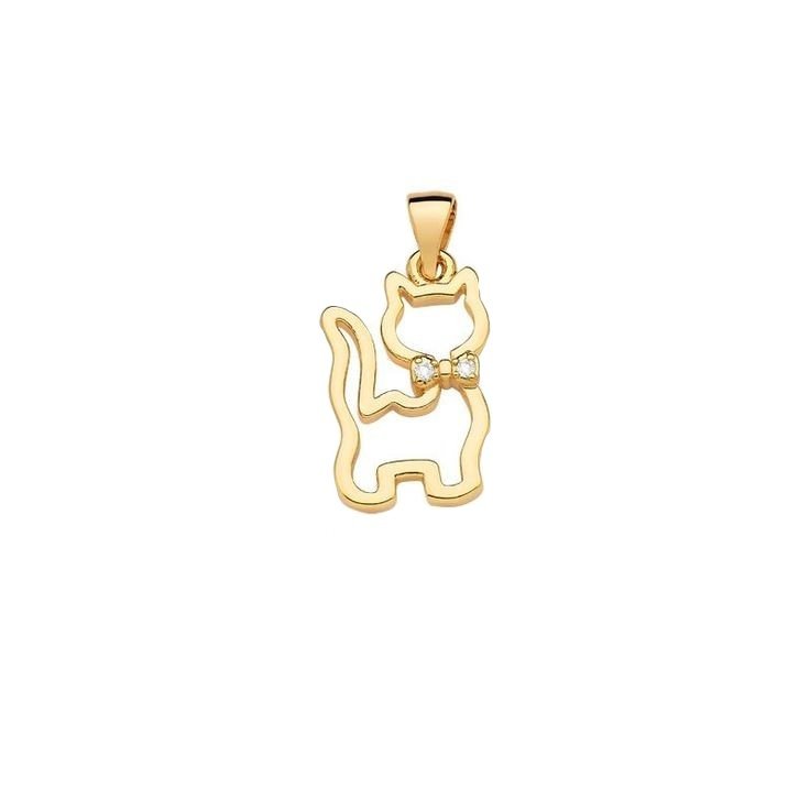 آویز گردنبند طلا 18 عیار زنانه قیراط طرح گربه کد GH2382 — تصویر 1 از 3