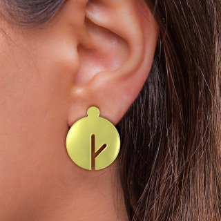 گوشواره میخی طلا 18 عیار دخترانه نیکان گلد مدل دایره 444 — تصویر 3 از 4