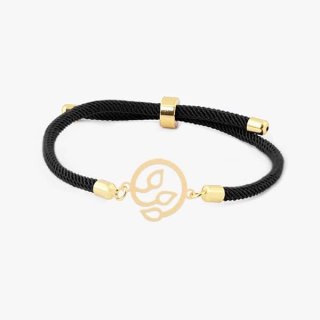 دستبند طلا عیار 18 زنانه مدل آسانسوری پلاک دار سه برگ — تصویر 2 از 2