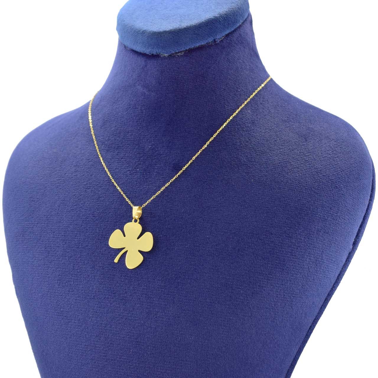 گردنبند طلا 18 عیار زنانه با زنجیر حلقه‌ای (فلامینگو) نیکان گلد مدل برگ — تصویر 3 از 5