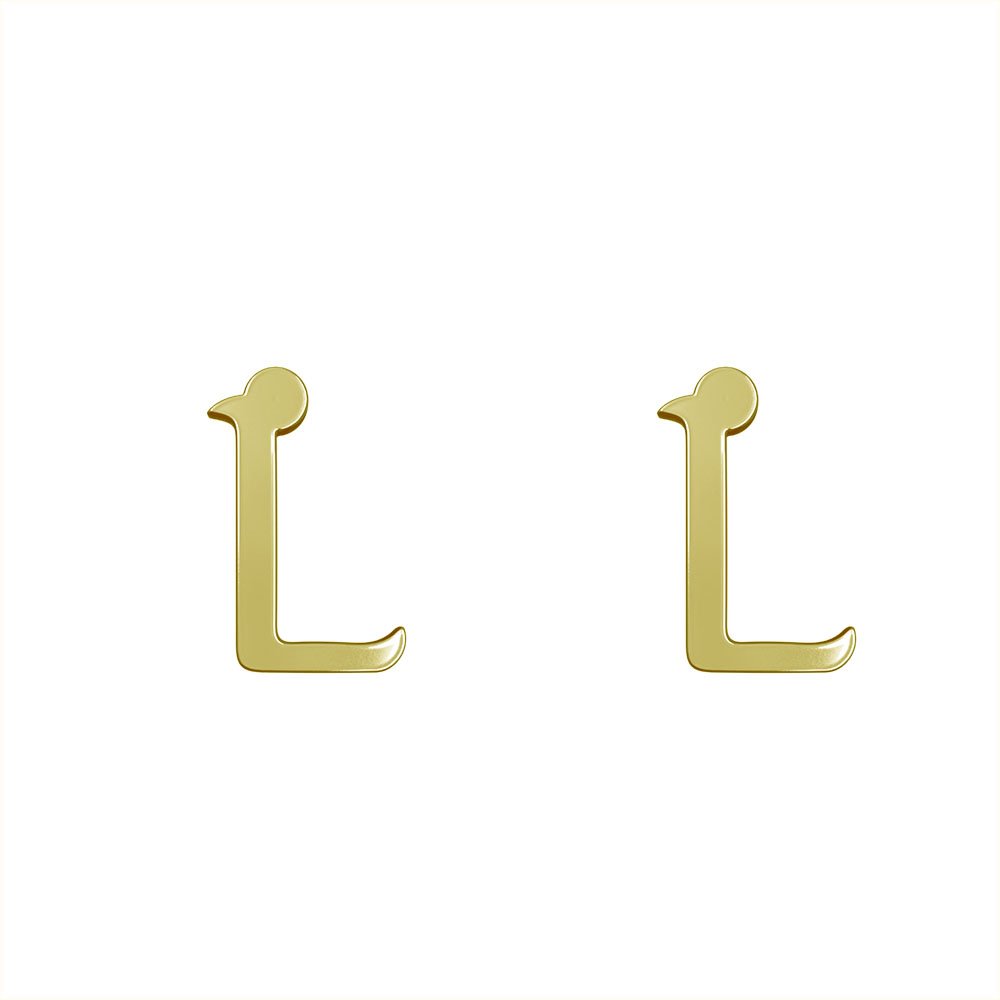 گوشواره میخی طلا 18 عیار زنانه نیکان گلد مدل حرف L — تصویر 1 از 3