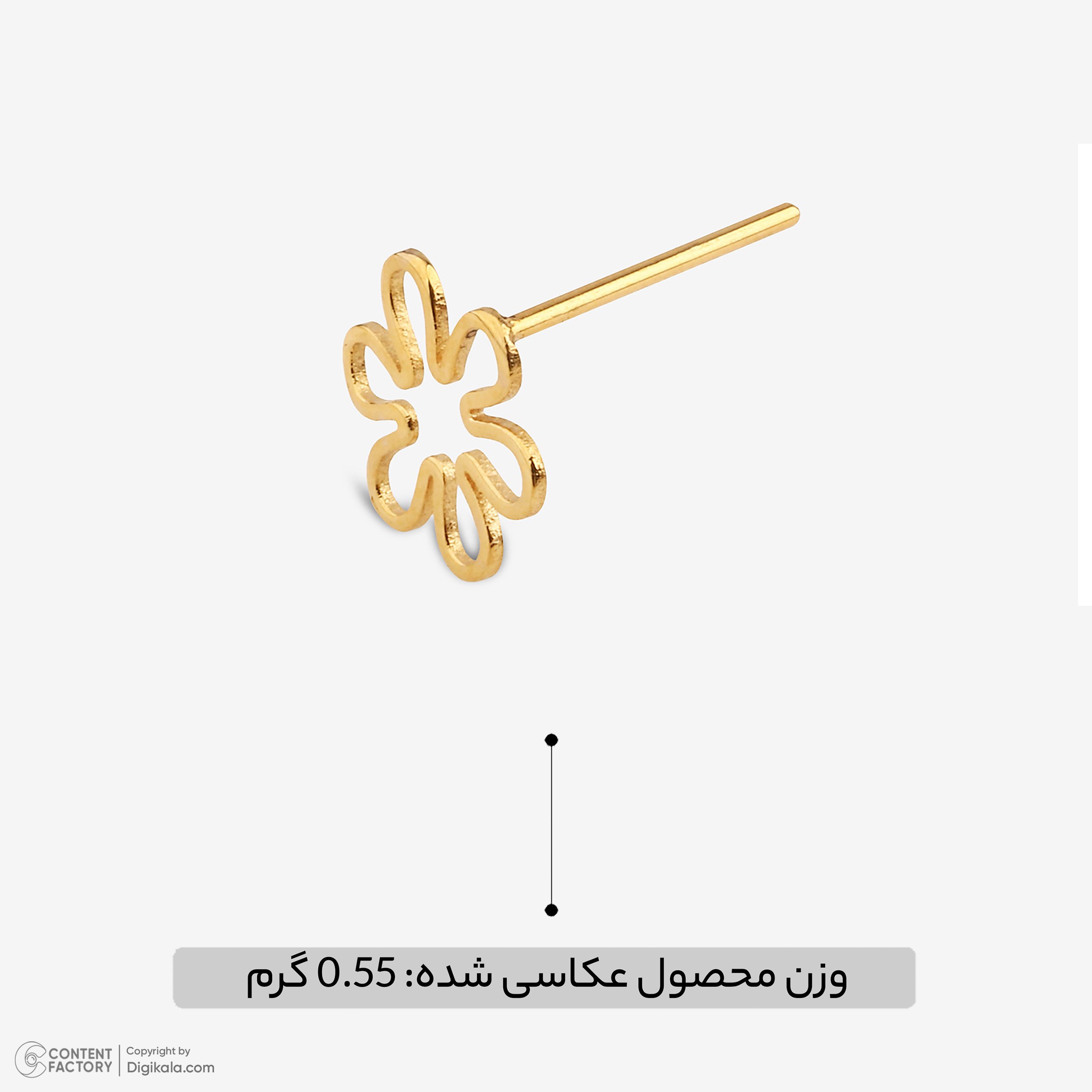 گوشواره میخی طلا 18 عیار دخترانه نیکان گلد مدل 5689 — تصویر 4 از 5