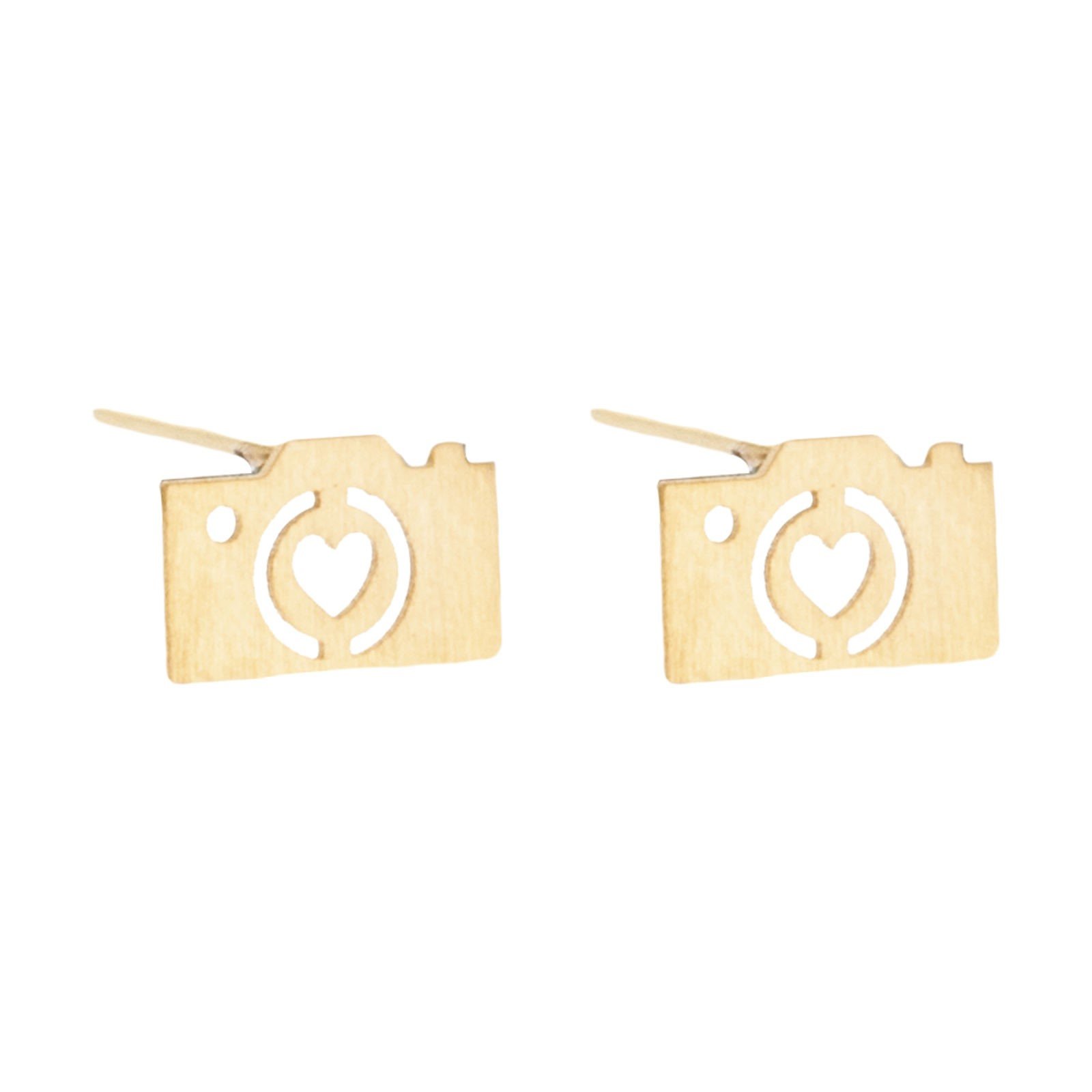 گوشواره طلا 18 عیار زنانه قیراط طرح دوربین کد GH4619 — تصویر 3 از 4