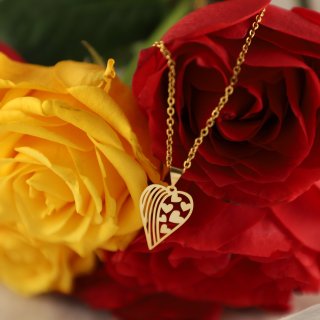گردنبند طلا 18 عیار زنانه با زنجیر حلقه‌ای (فلامینگو) نیکان گلد مدل عشق NK457 — تصویر 4 از 4