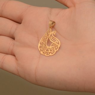 آویز گردنبند طلا 18 عیار زنانه نیکان گلد طرح طاووس — تصویر 3 از 3