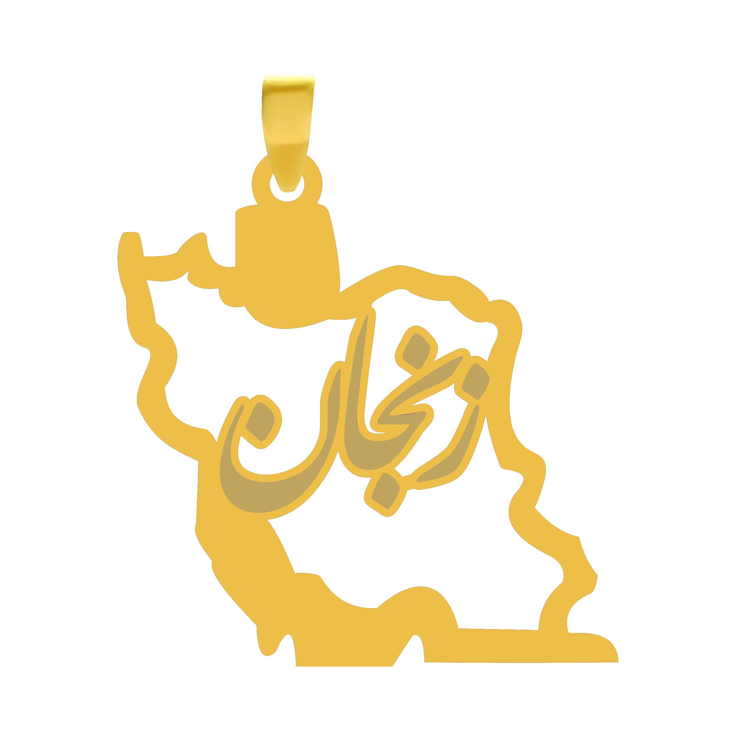 آویز گردنبند طلا 18 عیار بچگانه نیکان گلد طرح نقشه ایران زنجان — تصویر 1 از 2