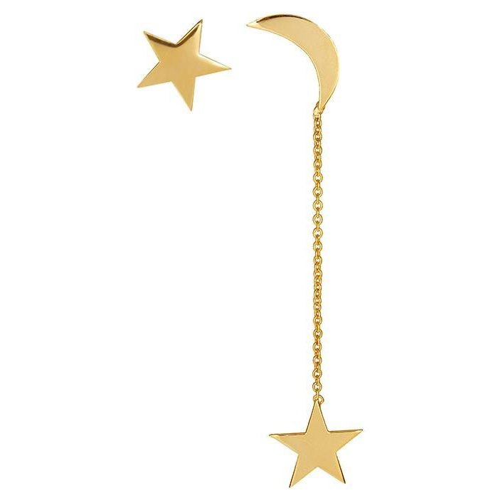 گوشواره میخی طلا 18 عیار زنانه نیکان گلد مدل ماه و ستاره 899 — تصویر 1 از 4