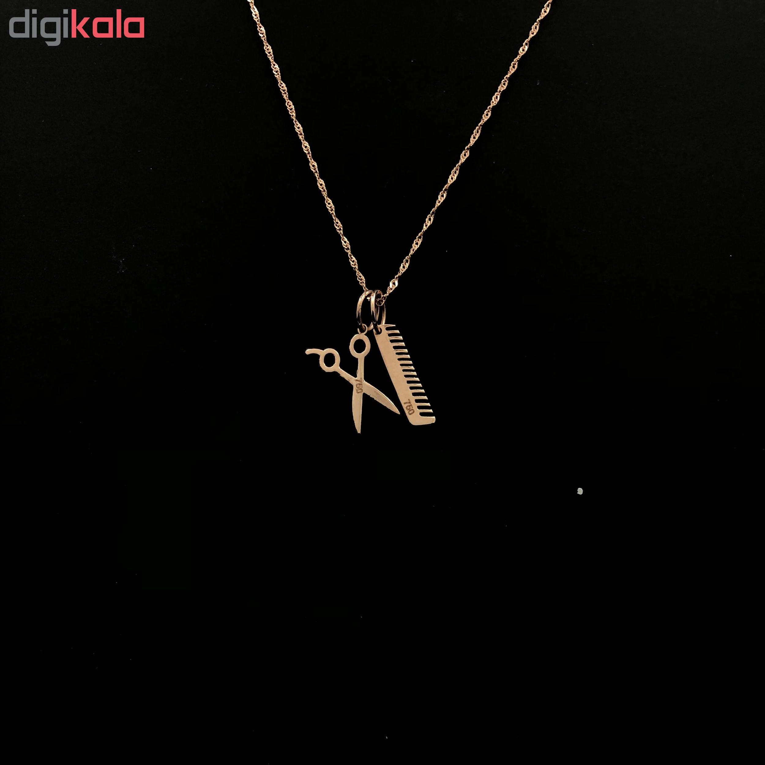 گردنبند طلا 18 عیار طرح شانه و قیچی مدل G100 — تصویر 4 از 5