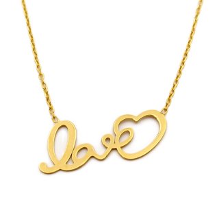 گردنبند طلا 18 عیار زنانه با زنجیر حلقه‌ای (فلامینگو) نیکان گلد مدل LOVE 55 — تصویر 4 از 4