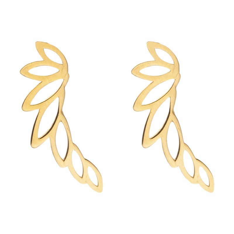 گوشواره طلا 18 عیار زنانه قیراط مدل برگ کد GH6258 — تصویر 1 از 4