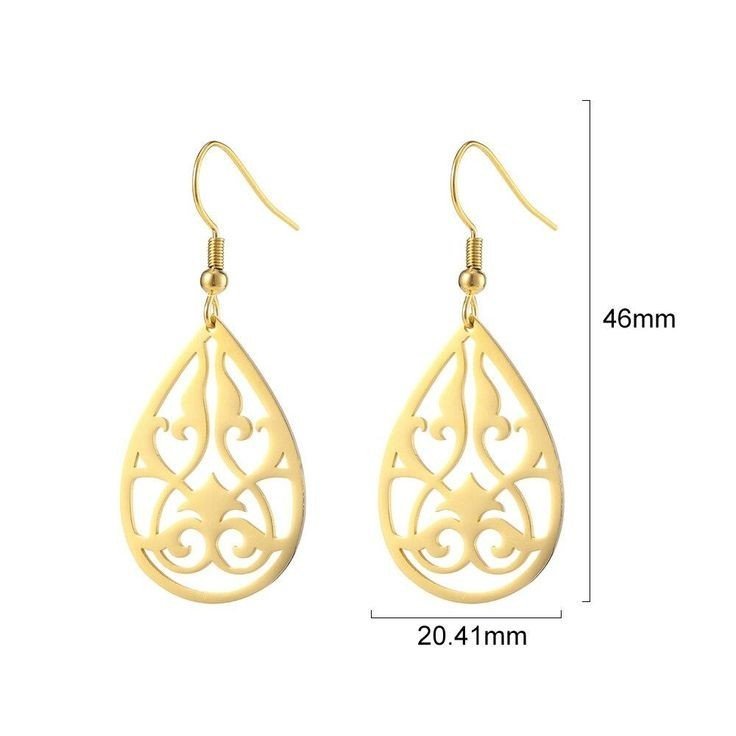 گوشواره طلا 18 عیار زنانه قیراط طرح اشک کد GH3677 — تصویر 3 از 4