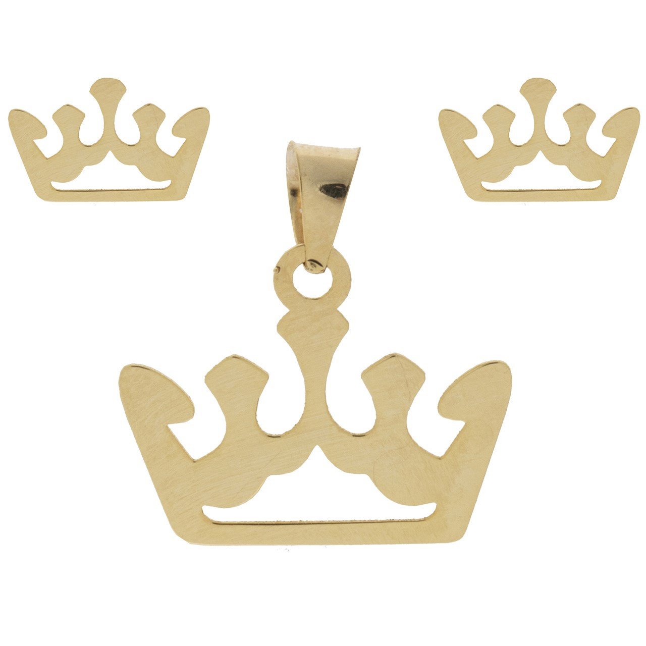 نیم ست طلا 18 عیار زنانه طرح تاج کد SG567 — تصویر 1 از 7