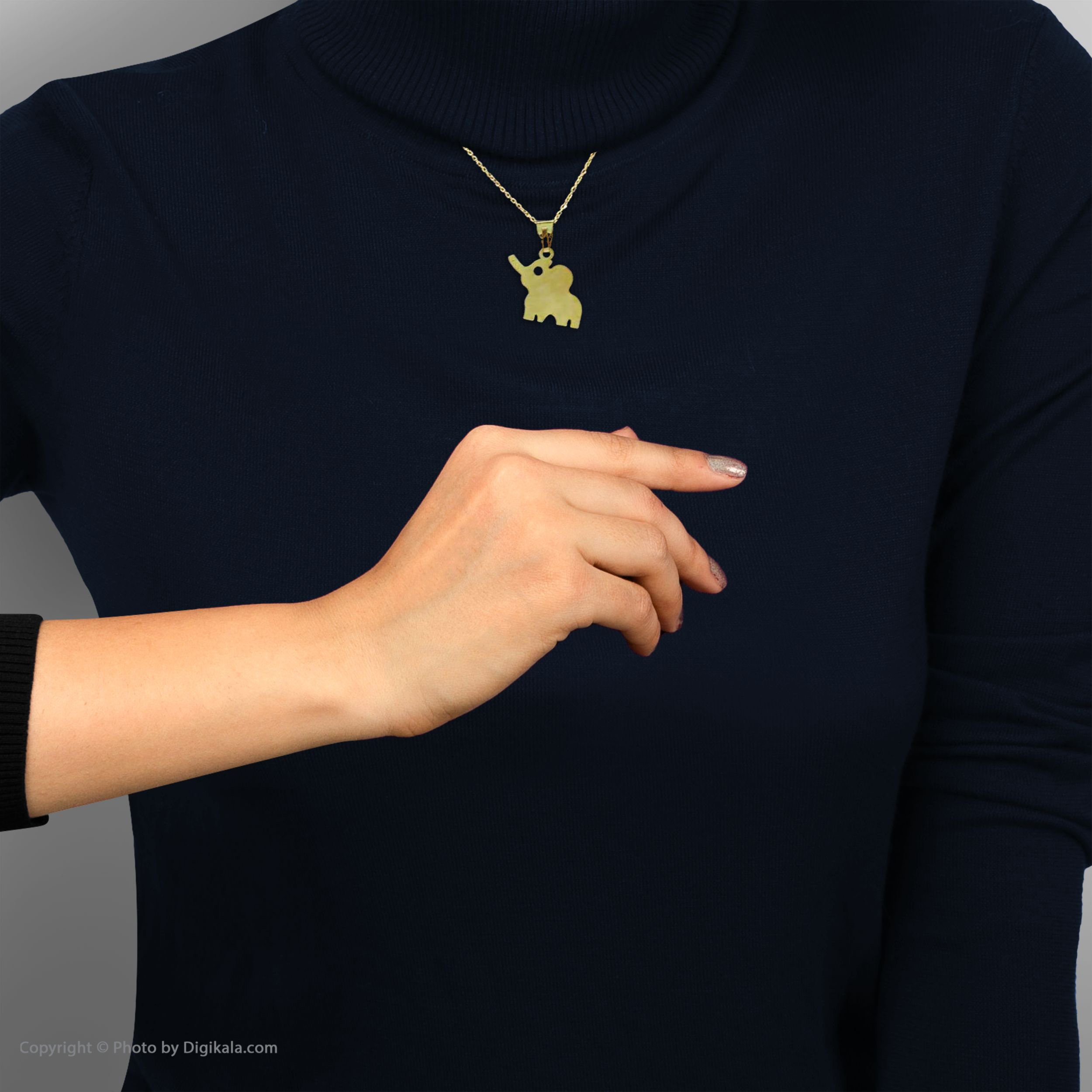 گردنبند طلا حلقه‌ای (فلامینگو) عیار بچگانه نیکان گلد مدل فیل — تصویر 3 از 4