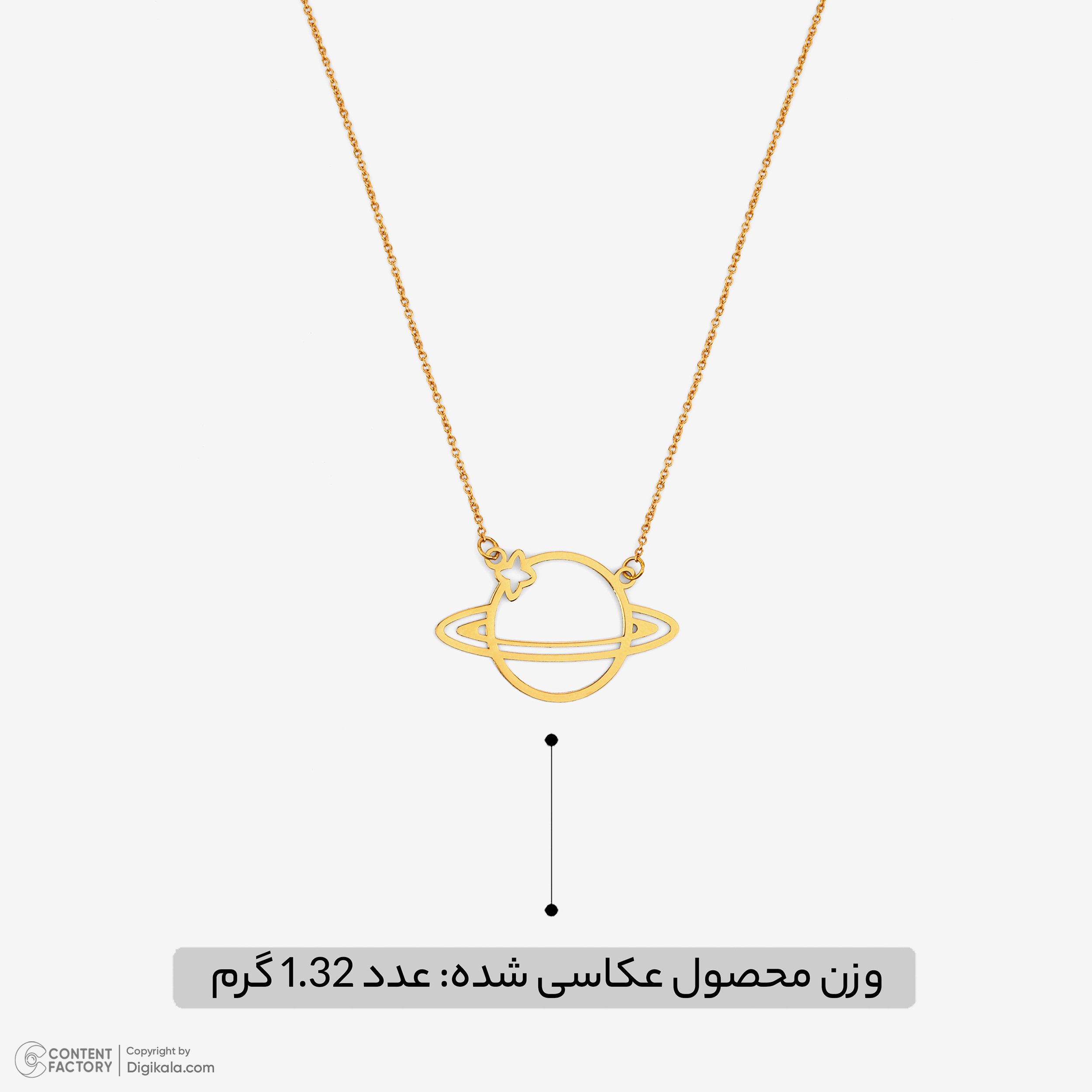 گردنبند طلا حلقه‌ای (فلامینگو) عیار بچگانه نیکان گلد مدل زحل — تصویر 5 از 8