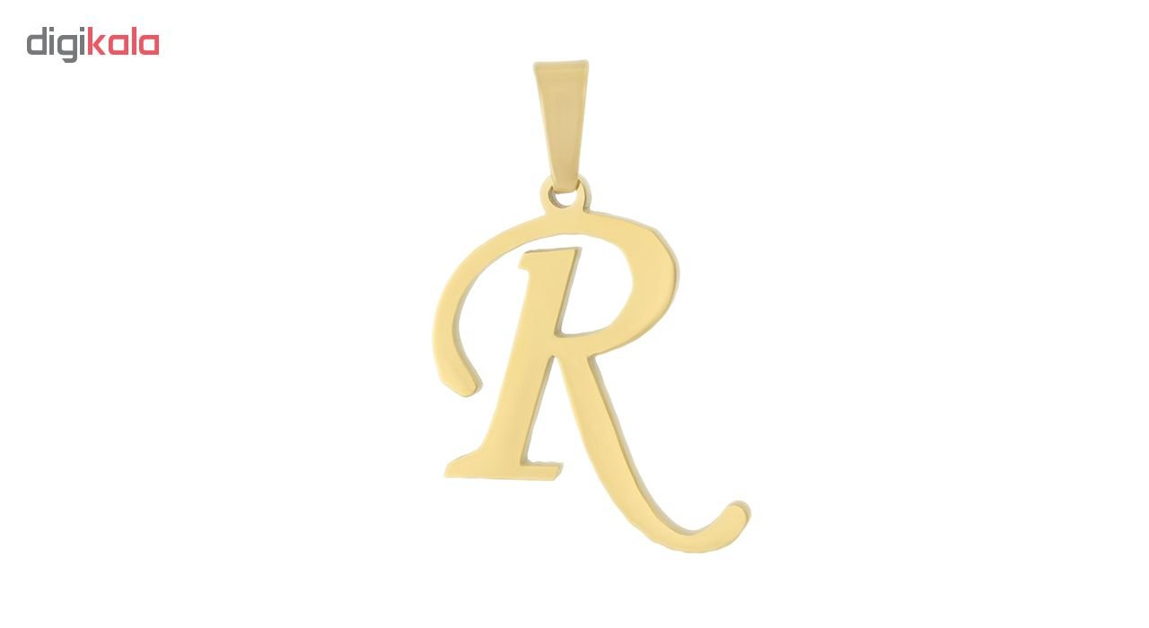 آویز گردنبند طلا 18 عیار جواهری میکا طرح R کد 0110010 — تصویر 2 از 4