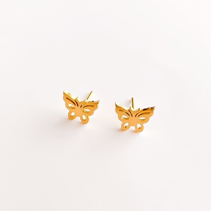 گوشواره طلا 18 عیار زنانه مدل پروانه میخی — تصویر 3 از 6